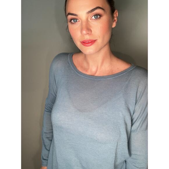 Vince Lightweight Semi- Sheer Wool Cashmere Sweater Robin's Egg Blue ~ Sz M - Picture 2 of 9